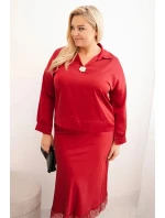 Komplet dámský Plus Size se a krajkou bordový model 21486204 - K-Fashion Komplet dámský Plus Size se a krajkou bordový model 21486204 - K-Fashion