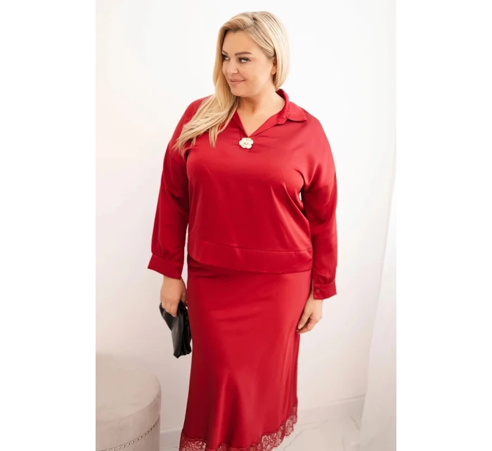 Komplet dámský Plus Size se a krajkou bordový model 21486204 - K-Fashion Komplet dámský Plus Size se a krajkou bordový model 21486204 - K-Fashion