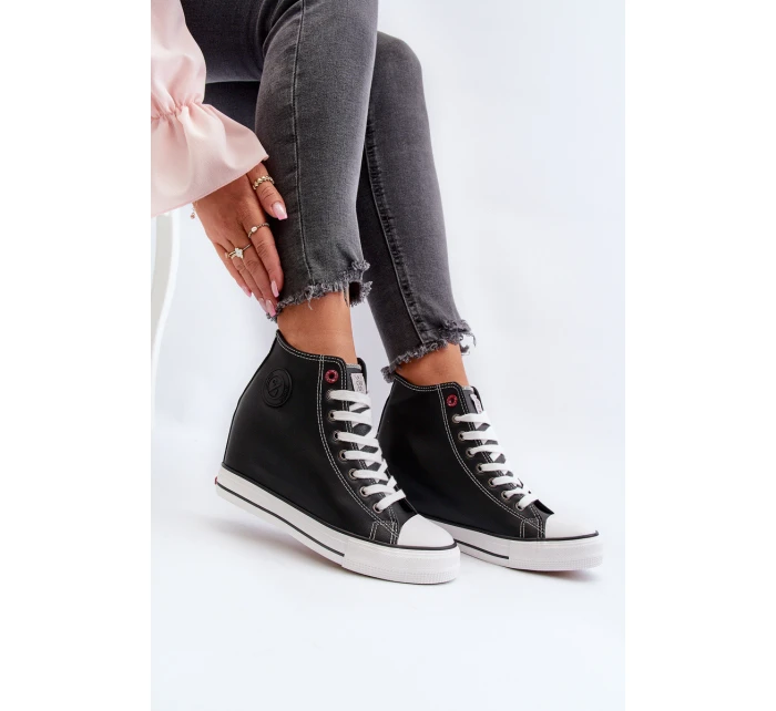 Trampki Damskie Na Koturnie Cross Jeans NN2R4005 Czarne