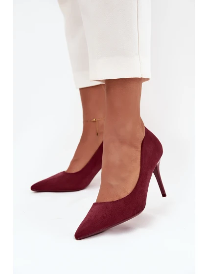 Szpilki Damskie Z Eko Zamszu Bordowe Elvessa