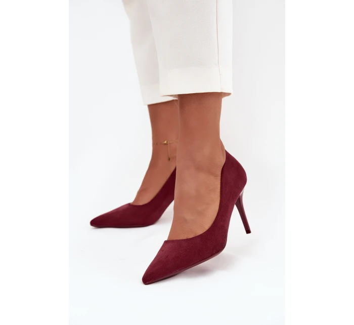 Szpilki Damskie Z Eko Zamszu Bordowe Elvessa