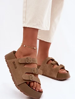 Dámské pantofle na masivní platformě s pásky Big Star model 22069650 Camel - Big Star Shoes