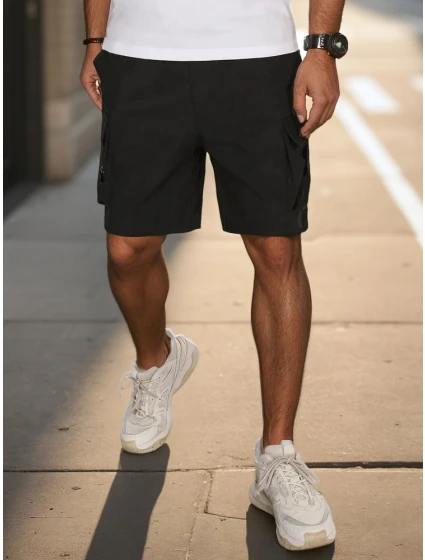 Pánské látkové bojové šortky černé Dstreet model 21988579 - FashionStreet