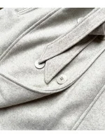 Šedý dámsky kabát s kožušinou (JC241)