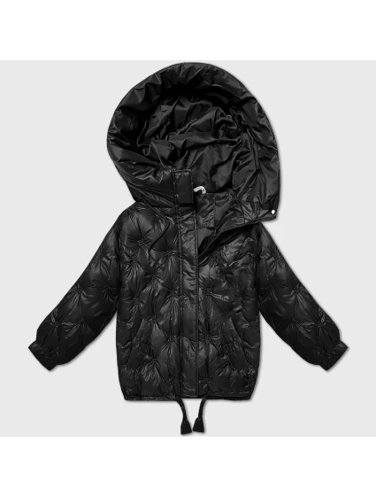 Čierna nadrozmerná prešívaná bunda Minority s kapucňou (M2-6510-1)