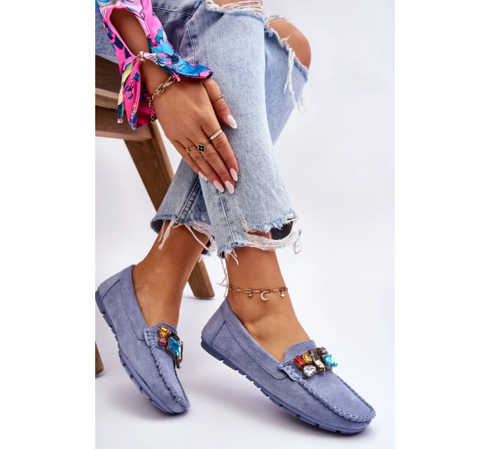 Dámské semišové mokasíny s krystaly Modre model 21612170 - EVENTO