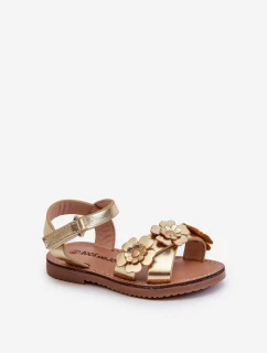 Dětské sandálky květy s na suchý zip, zlaté model 21663040 - Boto