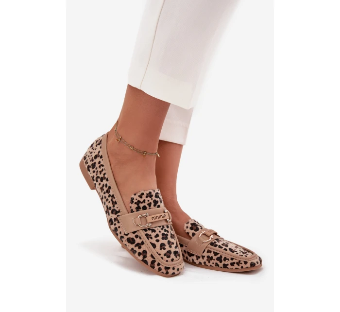 Mokasyny Loafersy Damskie Z Ozdobnym Elementem Panterka Beżowe Evelora Mokasyny Loafersy Damskie Z Ozdobnym Elementem Panterka Beżowe Evelora