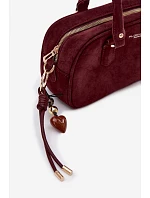 Malá bordová kabelka typu kufřík z eko semiše model 22111524 - Flora&Co