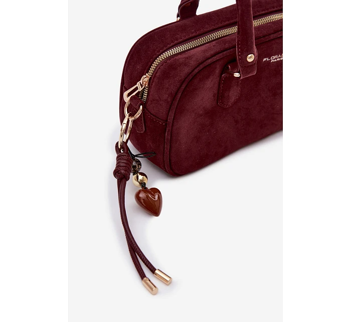 Malá bordová kabelka typu kufřík z eko semiše model 22111524 - Flora&Co