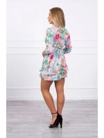 Kvetinové šaty s viazaním v páse ecru Kvetinové šaty s viazaním v páse ecru