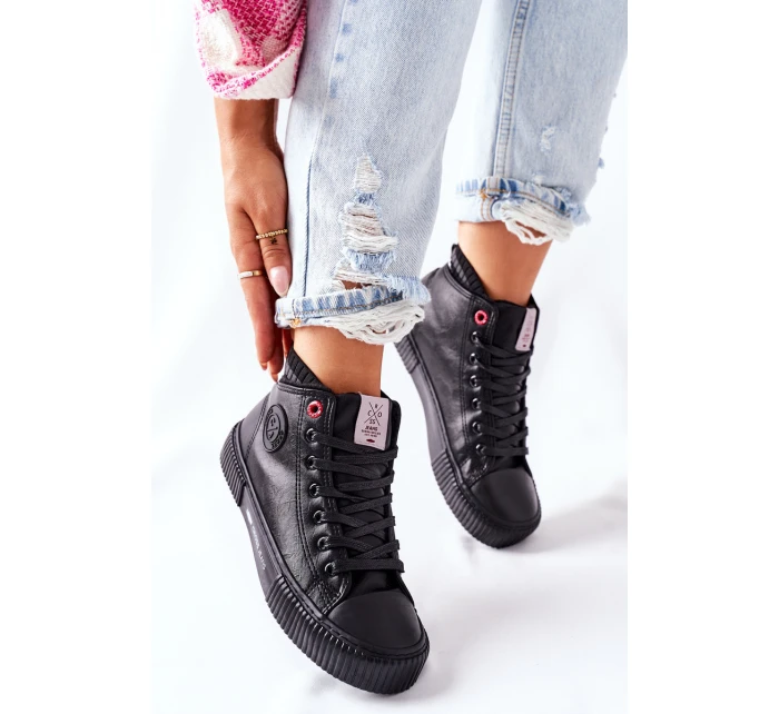 Trampki Damskie Cross Jeans Wysokie Czarne II2R4021 Trampki Damskie Cross Jeans Wysokie Czarne II2R4021