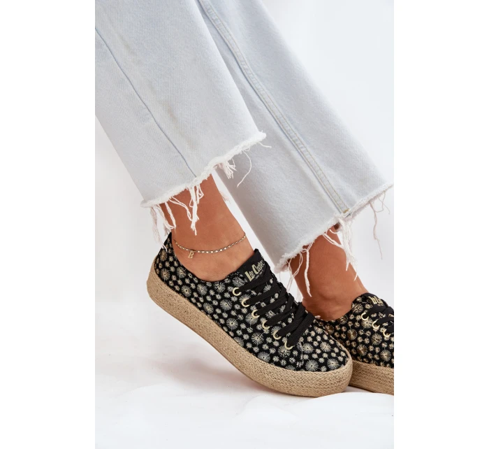 Wzorzyste Trampki Damskie Na Platformie Z Plecionką Lee Cooper LCW-25-08-3647L Czarne