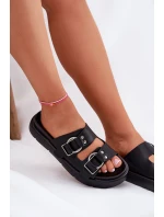 Kožené Dámské Sandály S Ozdobnými Přezkami Big Star model 21695275 Černé - Big Star Shoes Kožené Dámské Sandály S Ozdobnými Přezkami Big Star model 21695275 Černé - Big Star Shoes
