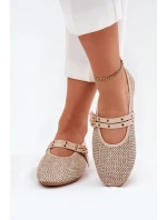 Baleriny Z Plecionką I Paskami Beżowe Partheda Baleriny Z Plecionką I Paskami Beżowe Partheda