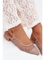 Síťované baleríny s odhaleným patou Béžové Pyvona