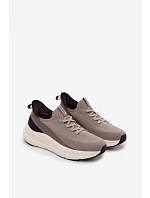 Pánské Sportovní Boty Textilní SlipOn Sneakers Na Platformě  Béžové model 22147184 - Kobbo