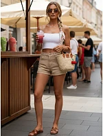 Spodenki damskie jeansowe beżowe model 22152742 - FashionStreet