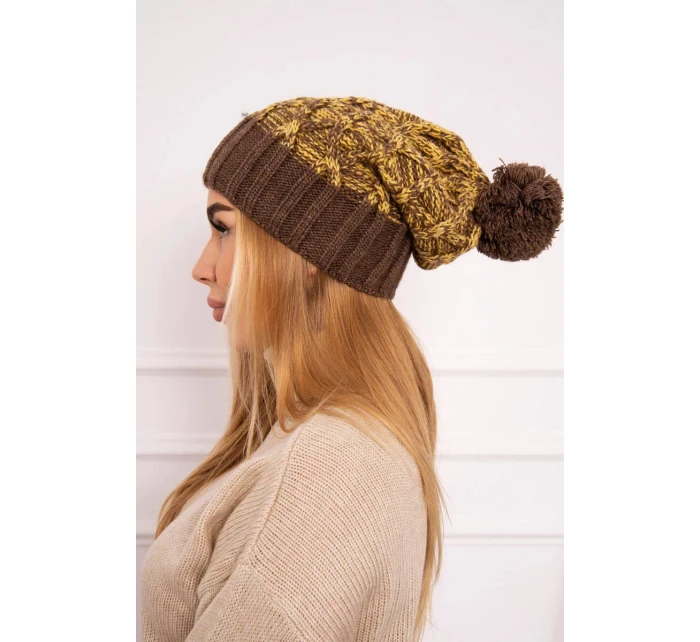 Milano fleecová čiapka K203 yellow melange+brown