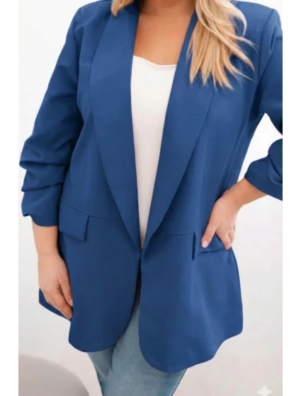 Dámská elegantní plus size sako tmavě mořská