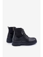 Skórzane Ocieplane Trapery Botki Męskie Big Star OO174166 Czarne