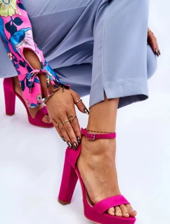 Semišové sandále na podpätku Fuchsia Spectacular