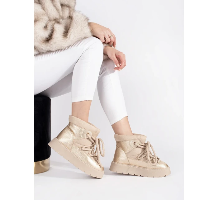 Stylové sněhule dámské Jasnobeżowy platforma Stylové sněhule dámské Jasnobeżowy platforma