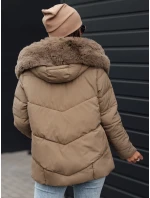 Dámska zimná bunda FIXMIX s prešívanou kapucňou béžová FashionStreet TY4673