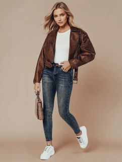 Dámske úzke džínsy SKINNYJEAN nohavice s opaskom námornícka modrá FashionStreet UY2328