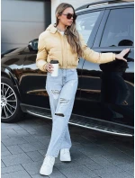 Dámska krátka zimná bunda s kapucňou žltá FashionStreet TY5360