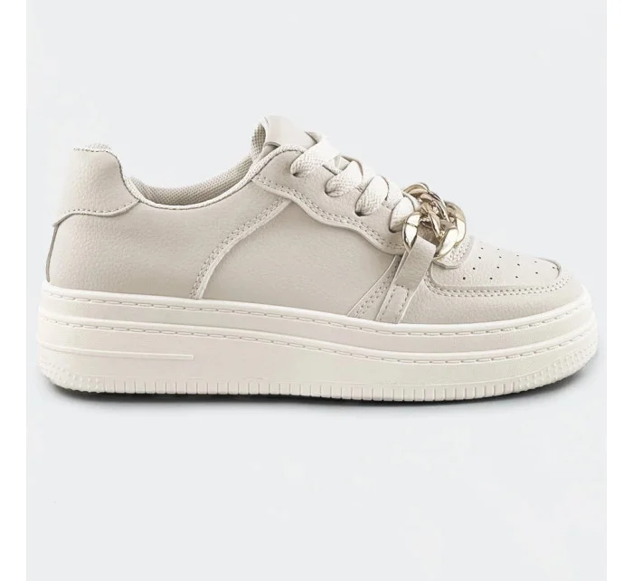 Béžové dámske športové topánky s retiazkou (B-545)