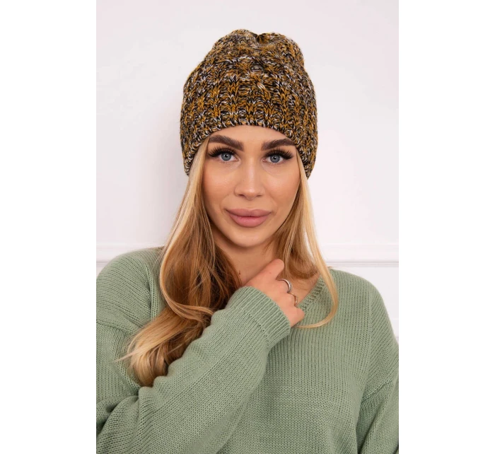 Veselá fleecová čiapka K225 black+mustard