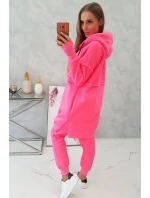 Zateplená sada s dlhou mikinou ružová neónová