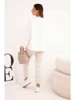 Dámska maslová súprava s kontrastným vreckom béžová