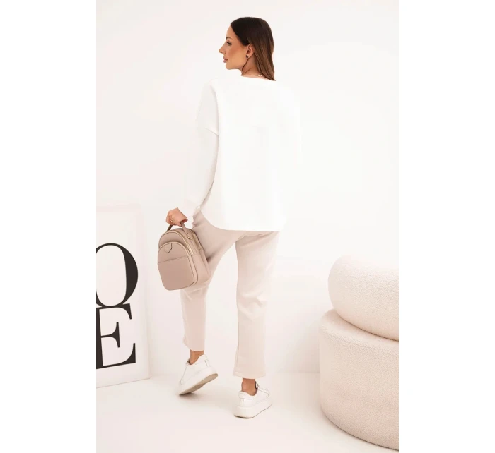 Dámska maslová súprava s kontrastným vreckom béžová