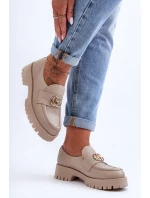 Damskie Półbuty Skórzane Z Ozdobą Beżowe Rosefalls