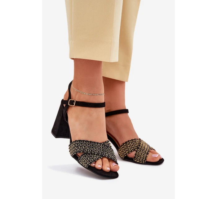 Dámské sandály na podpatku černé model 21702328 - Boto