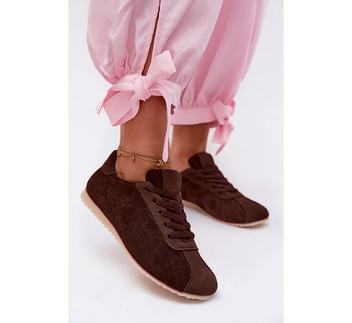 Dámské tenisky z eko semiše nízké čokoládové model 22122911 - Boto