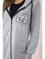 Dámska dlhšia mikina so zipsom šedá