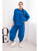 Dámska súprava zo silnejšieho materiálu so širokými nohavicami