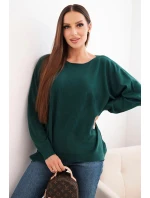 Dámský svetr s delším zadním dílem a  tmavě zelený model 21731276 - K-Fashion