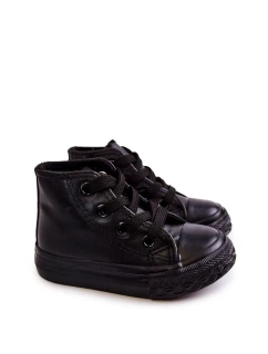 Dětské kožené vysoké tenisky Černá model 21578928 - Boto