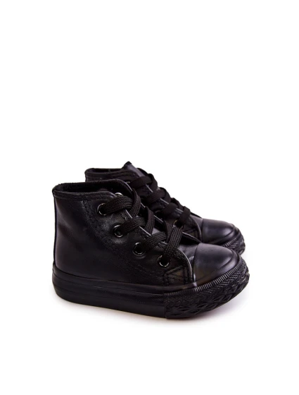 Dětské kožené vysoké tenisky Černá model 21578928 - Boto Dětské kožené vysoké tenisky Černá model 21578928 - Boto