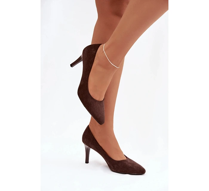 Eko semišové lodičky model 21821730 čokoládové - SERGIO LEONE