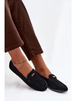 Dámské mokasíny s malým zlatým detailem černé Sarivelle