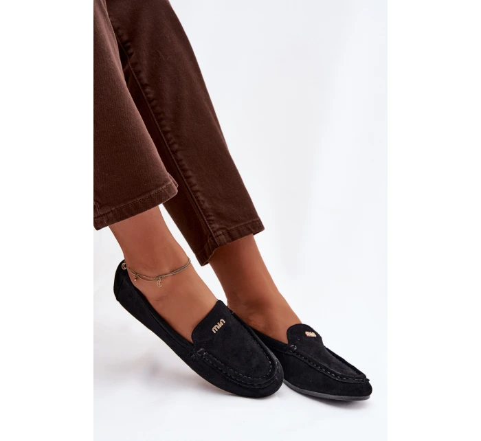 Dámské mokasíny s malým zlatým detailem černé Sarivelle