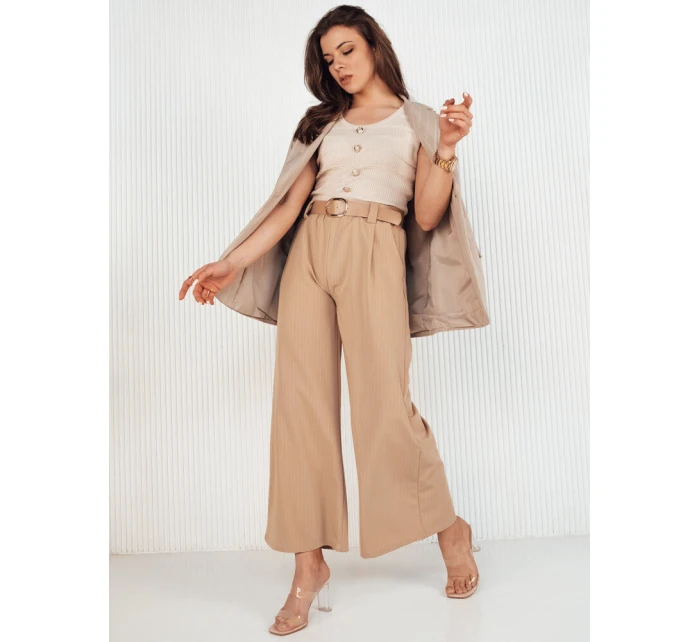 Dámské kalhoty se širokými nohavicemi béžová Dstreet model 21972989 - FashionStreet