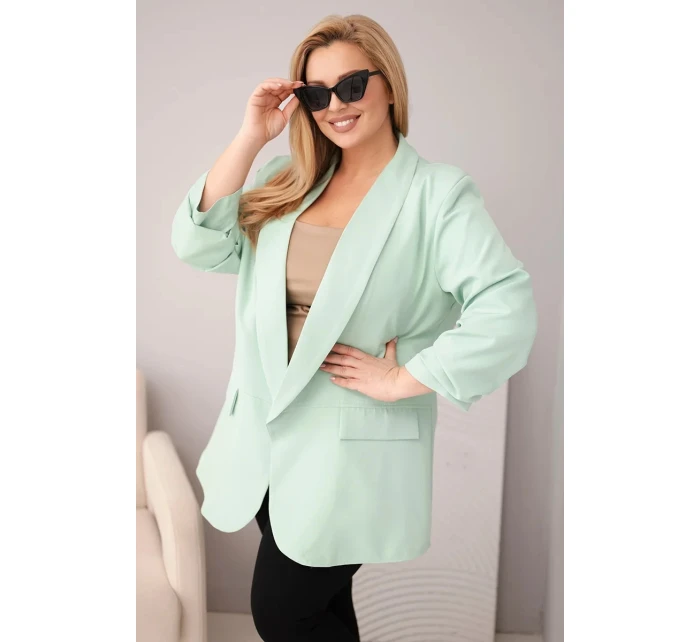 Dámská plus size elegantní sako mátová