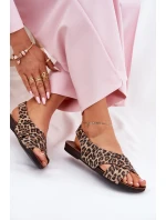 Dámské kožené sandály leopardí hnědé model 21694322 - Zazoo Dámské kožené sandály leopardí hnědé model 21694322 - Zazoo