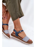 Sandały Damskie Z Plecionką Na Pasku Inblu GS000050 Niebieskie